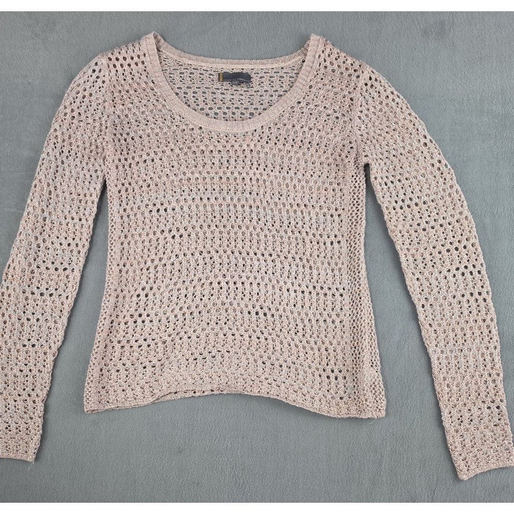 Metallic Shimmer Open Knit Rose Gold‎ Sweater Womens Small Jeans By Buffalo